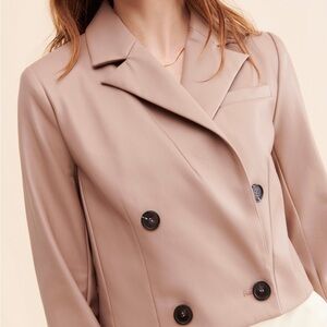 Anthropologie Maeve Cropped Vegan Leather Blazer size 12